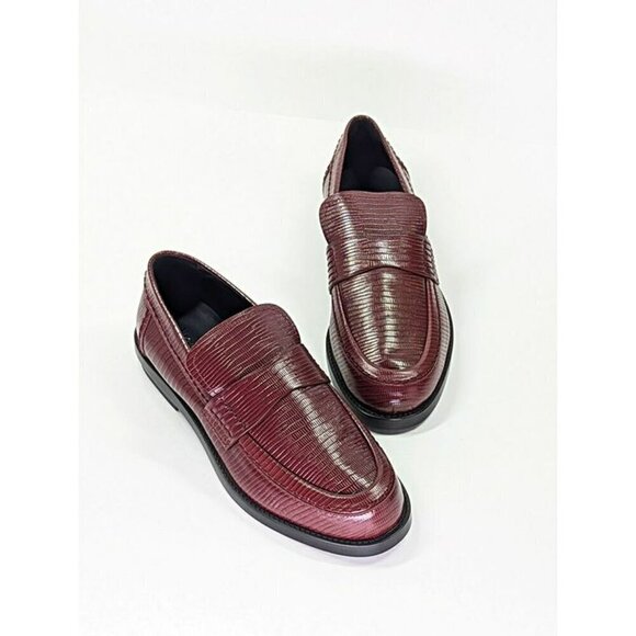 Alexander McQueen Men’s Jupiter Leather Moccasins Burgundy Size 46 (MSRP $990) main image 10